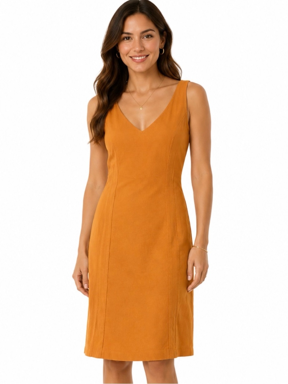 AKRIS PUNTO | V-Neck Sleeveless Vertical Pleating Detail Sheath Dress Sz. 4